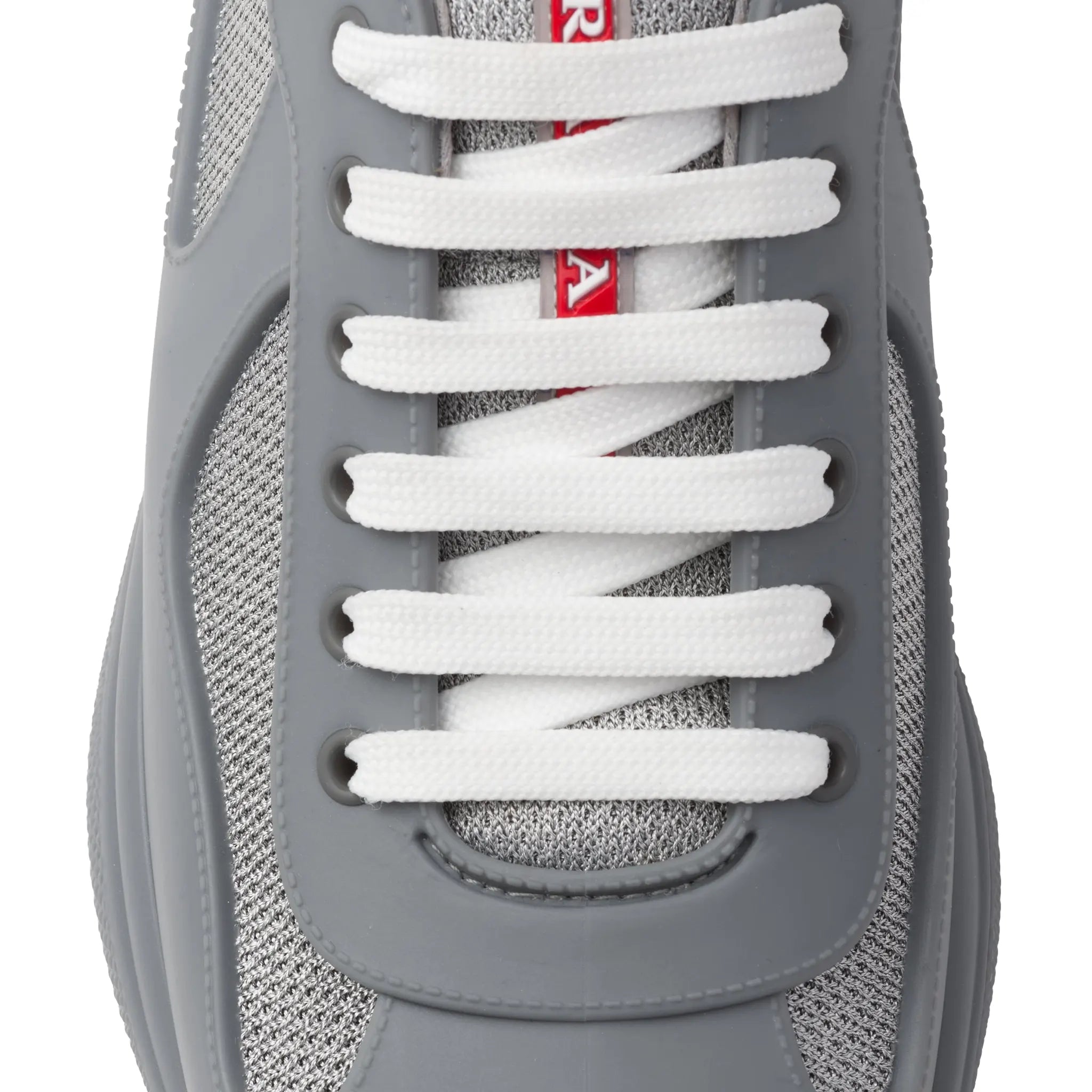 Detailed View of Prada Americas Cup Soft Rubber And Bike Fabric Steel Grey Sneaker 4E6500_3LLJ_F0276_F_025